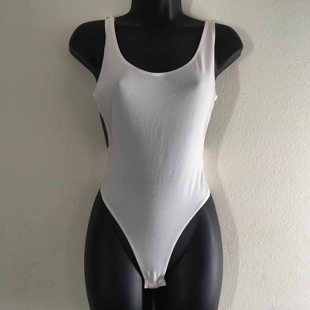 Asos White High Cut Body Suit Woman's Size…